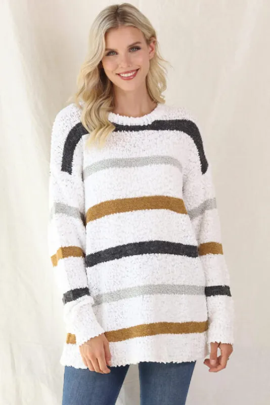 Striped Round Neck Long Sleeve Sweater sold by Charming Charlie