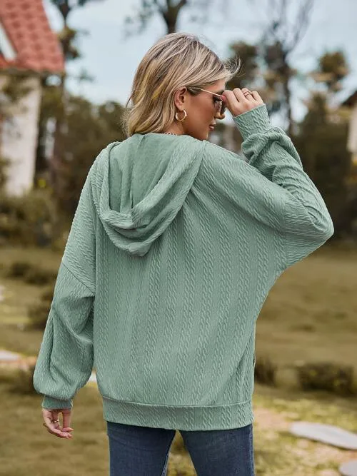 Zip Up Drawstring Long Sleeve Hooded Jacket sold by Charming Charlie product image thumbnail 2