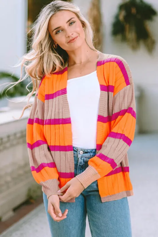 Ribbed Striped Open Front Long Sleeve Cardigan sold by Charming Charlie