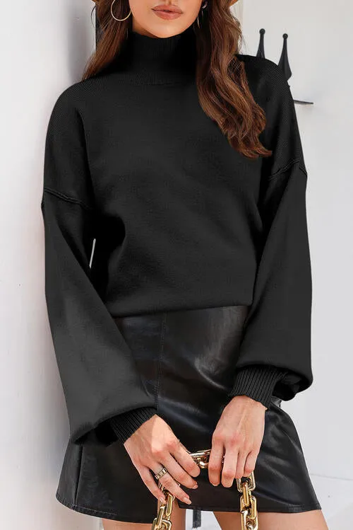 Turtleneck Lantern Sleeve Sweater sold by Charming Charlie product image thumbnail 2