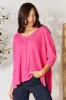 Zenana Full Size Round Neck High-Low Slit Knit Top sold by Charming Charlie