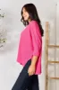 Zenana Full Size Round Neck High-Low Slit Knit Top sold by Charming Charlie
