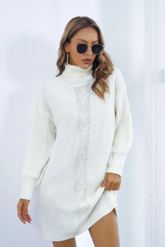 Openwork Turtleneck Long Sleeve Sweater Dress sold by Charming Charlie