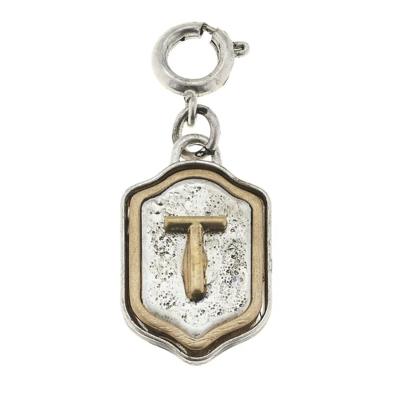 2-Tone Silver/Gold Monogram T Initial Charm sold by Charming Charlie