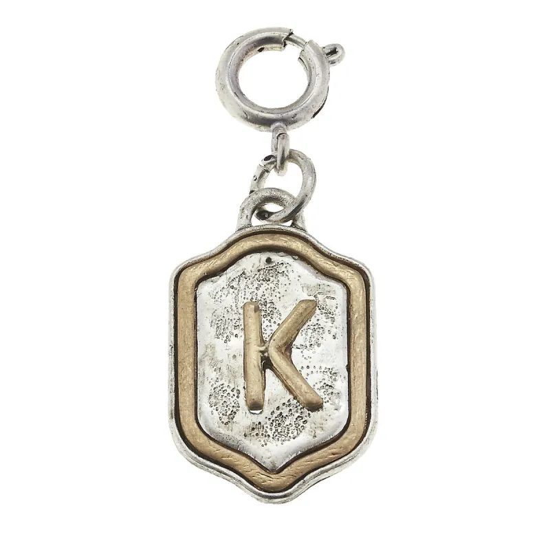 2-Tone Silver/Gold Monogram K Initial Charm sold by Charming Charlie