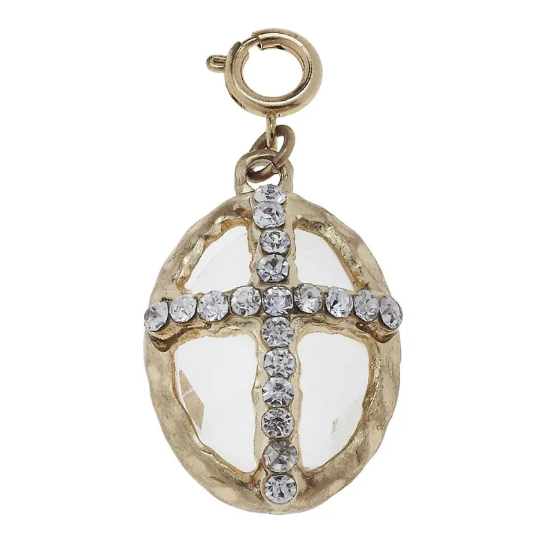 Antique Gold Soldered Oval Cross Charm sold by Charming Charlie