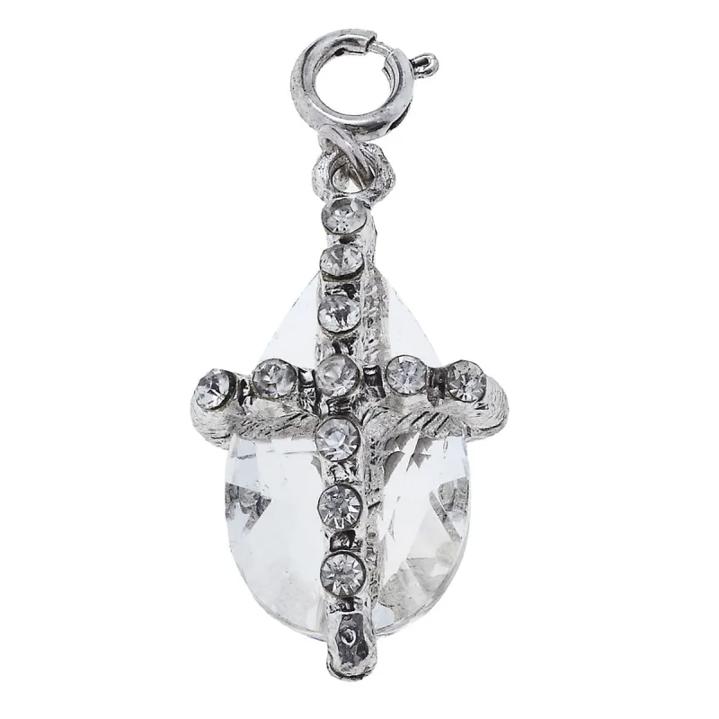Antique Silver Soldered Teardrop Cross Charm sold by Charming Charlie