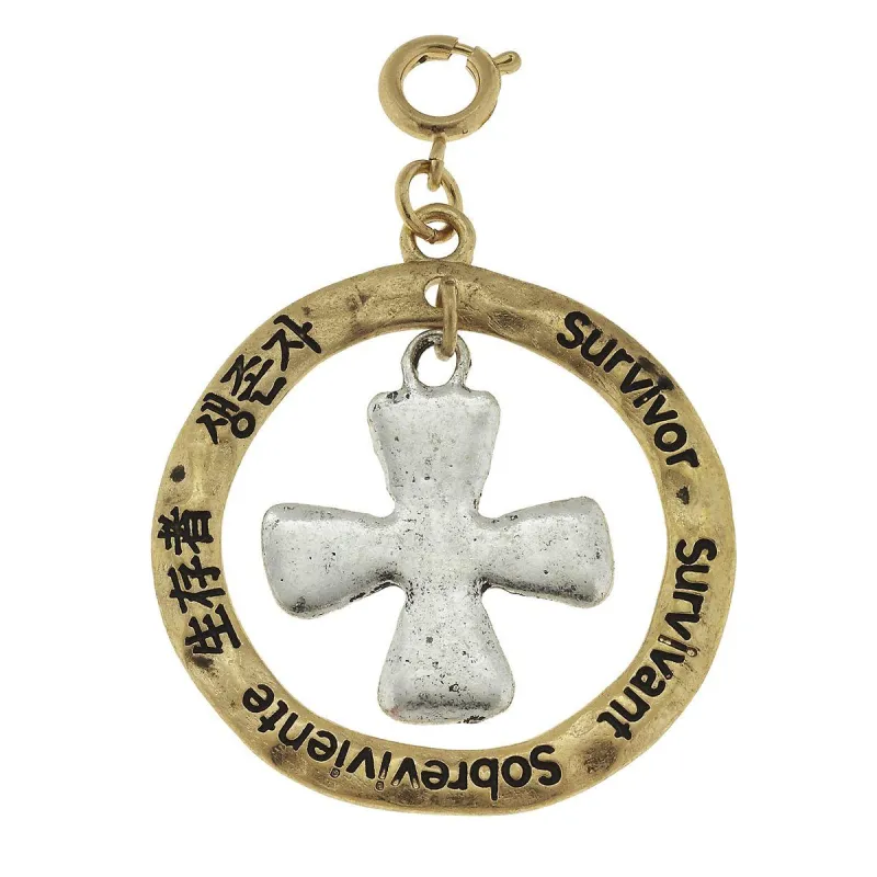 2-Tone Silver Cross in Gold Loop "Survivor" Charm sold by Charming Charlie