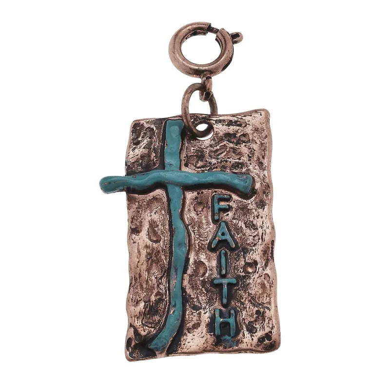Copper and Patina Plate with "Faith" Cross Charm sold by Charming Charlie