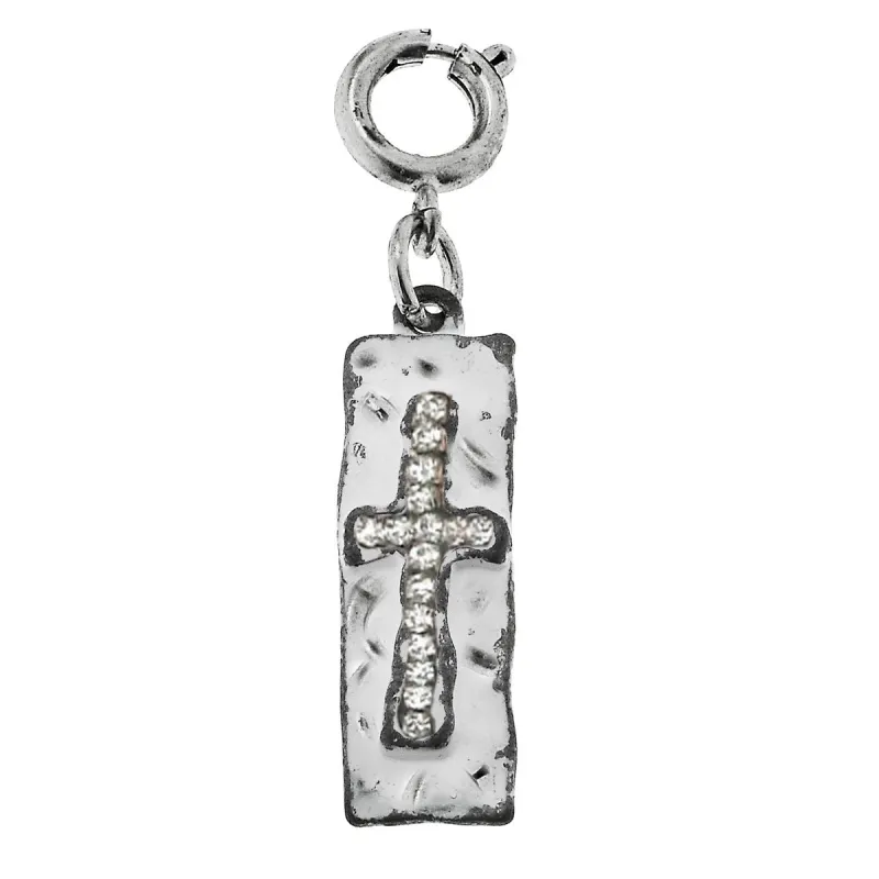 Silver Plate with Rhinestone Cross Charm sold by Charming Charlie