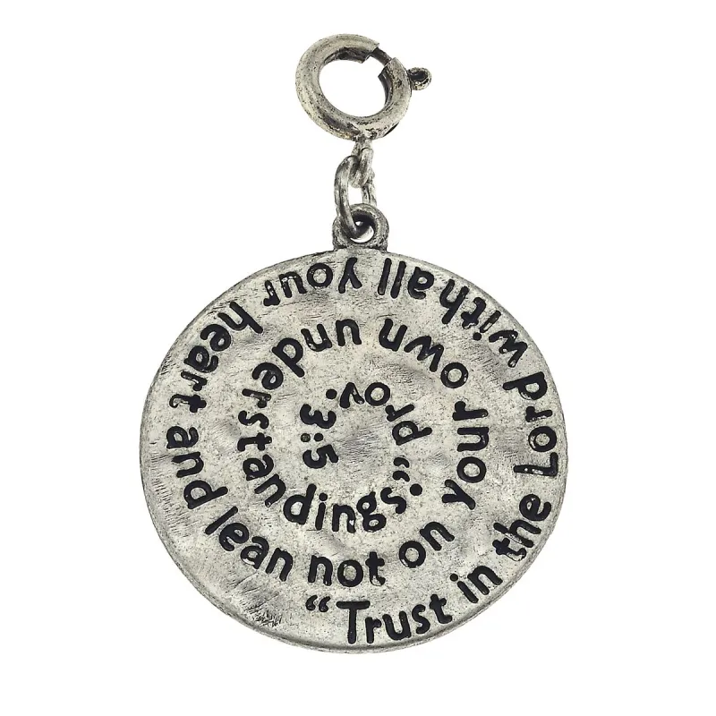 Antique Silver Prov 3:5 Scripture Swirl Charm sold by Charming Charlie