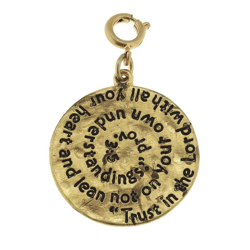 Antique Gold Prov 3:5 Scripture Swirl Charm sold by Charming Charlie