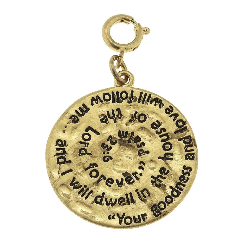 Antique Gold Psalm23:6 Scripture Swirl Charm sold by Charming Charlie