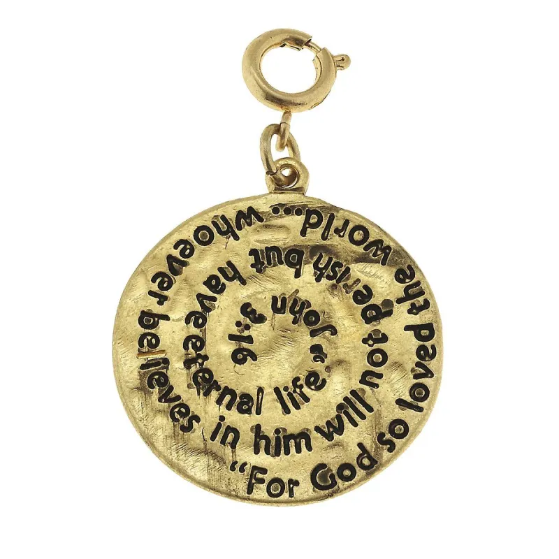 Antique Gold John 3:16 Scripture Swirl Charm sold by Charming Charlie