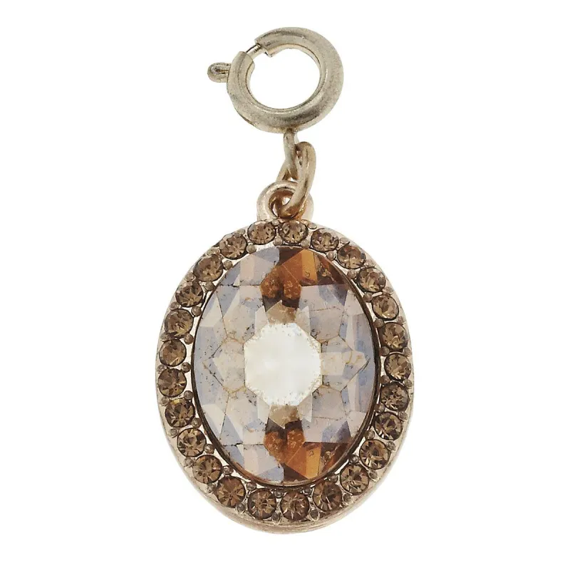 Faceted Glass and Rhinestone Platinum Oval Charm sold by Charming Charlie