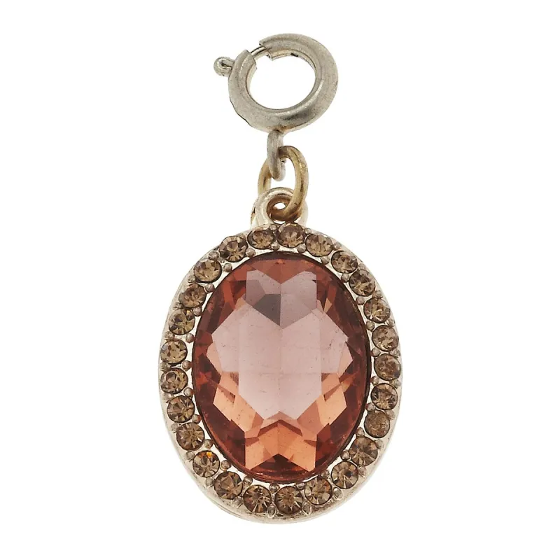 Faceted Glass and Rhinestone Rose Oval Charm sold by Charming Charlie