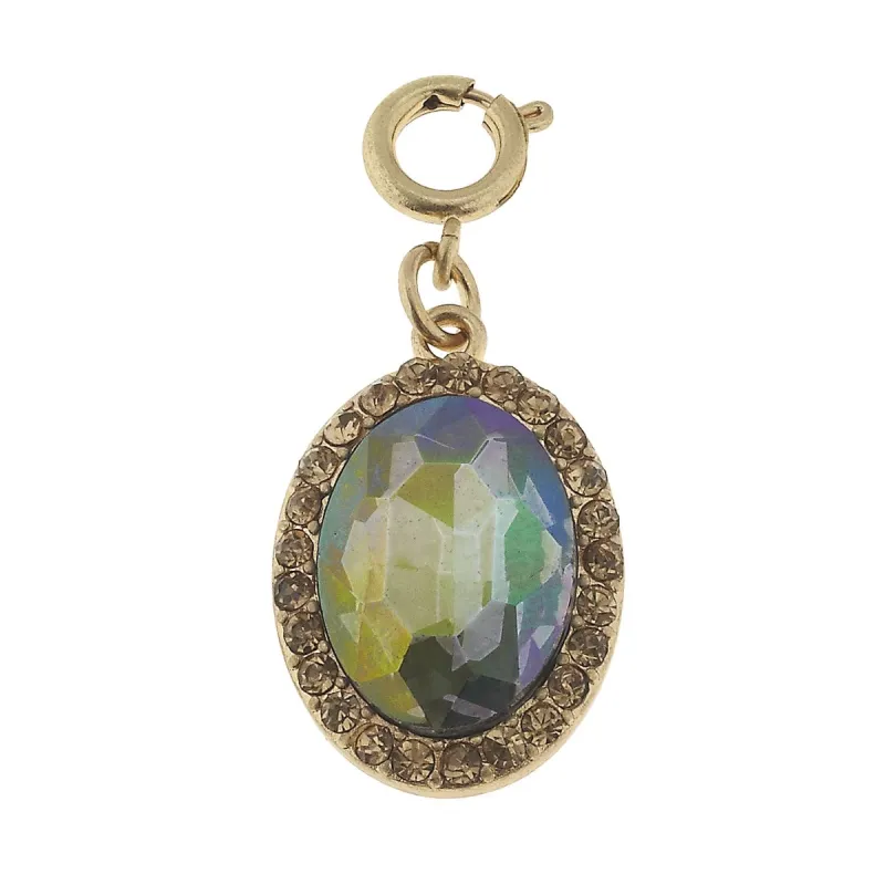 Faceted Glass and Rhinestone Lavender Oval Charm sold by Charming Charlie