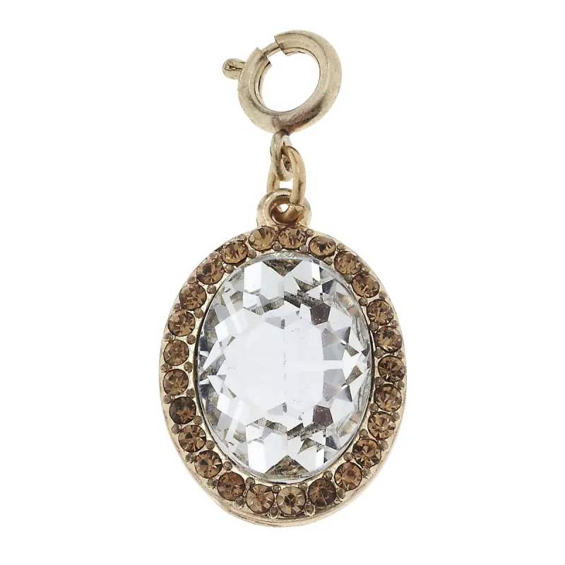 Faceted Glass and Rhinestone Clear Oval Charm sold by Charming Charlie