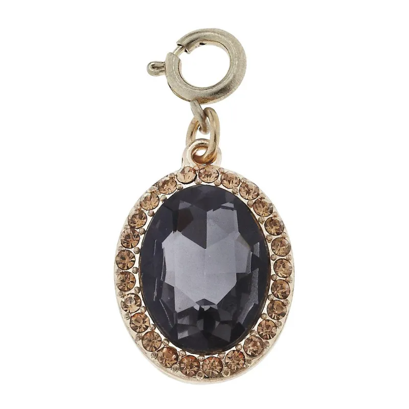 Faceted Glass and Rhinestone Black Diamond Oval Charm sold by Charming Charlie