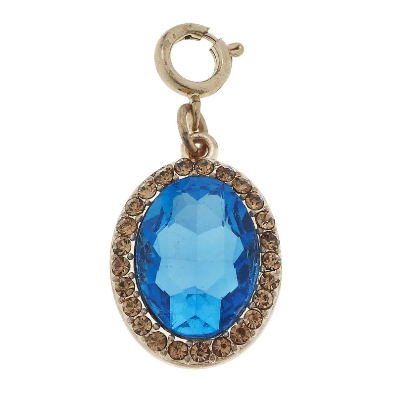 Faceted Glass and Rhinestone Aqua Oval Charm sold by Charming Charlie