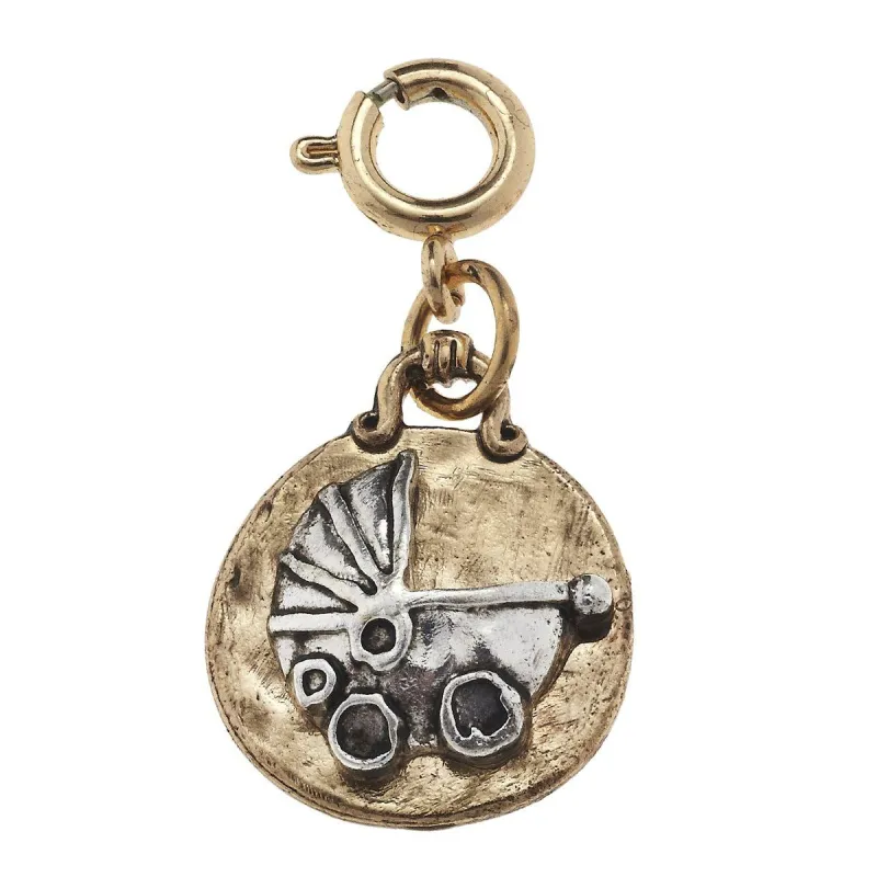 Antique Gold and Antique Silver Stroller Charm sold by Charming Charlie