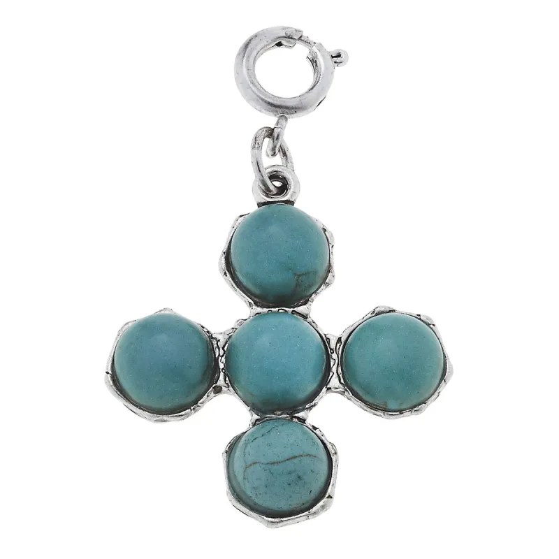 Antique Silver and Turquoise Soldered Cross Charm sold by Charming Charlie