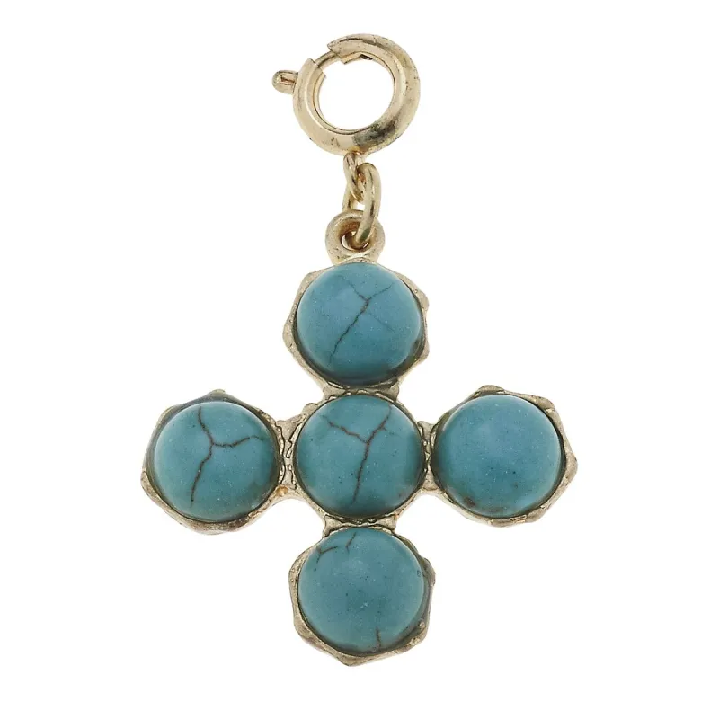 Antique Gold and Turquoise Soldered Cross Charm sold by Charming Charlie