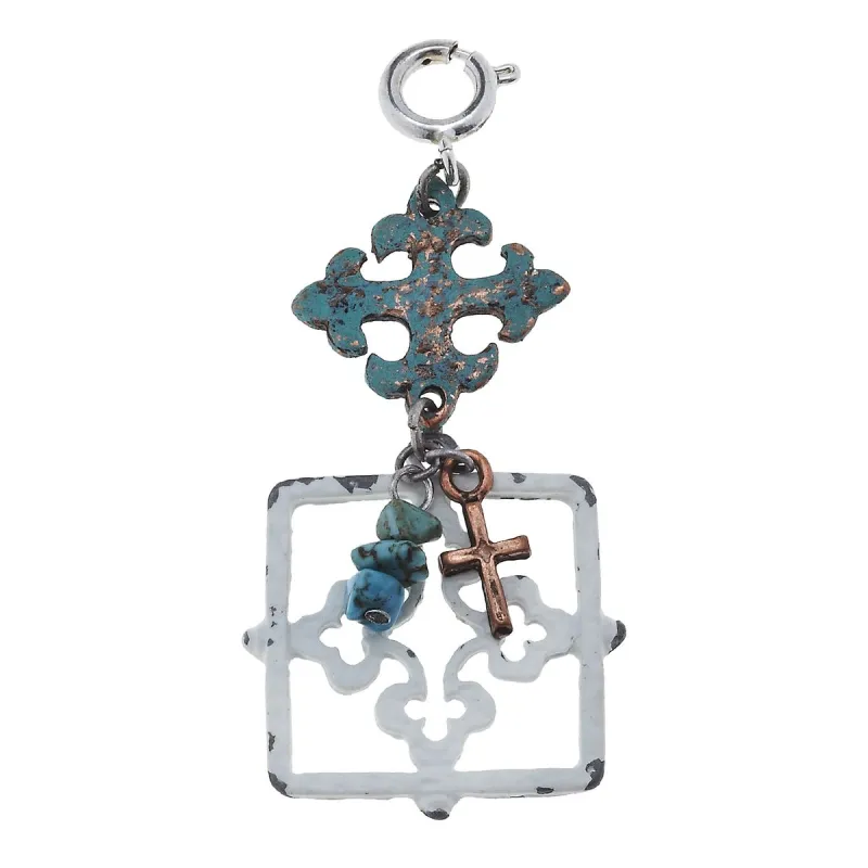 Patina and Wire Wrapped Cross Linked Charm sold by Charming Charlie