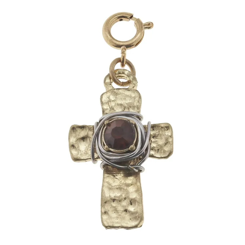 Wire Wrapped Smokey Quartz Cross Charm sold by Charming Charlie