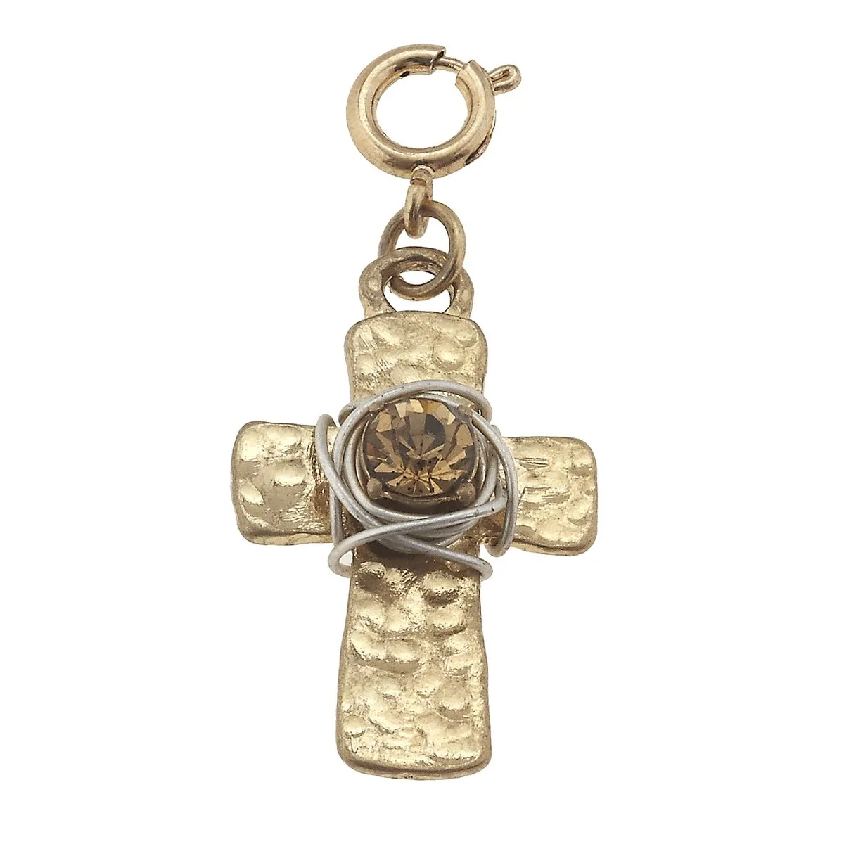Wire Wrapped Champagne Cross Charm sold by Charming Charlie
