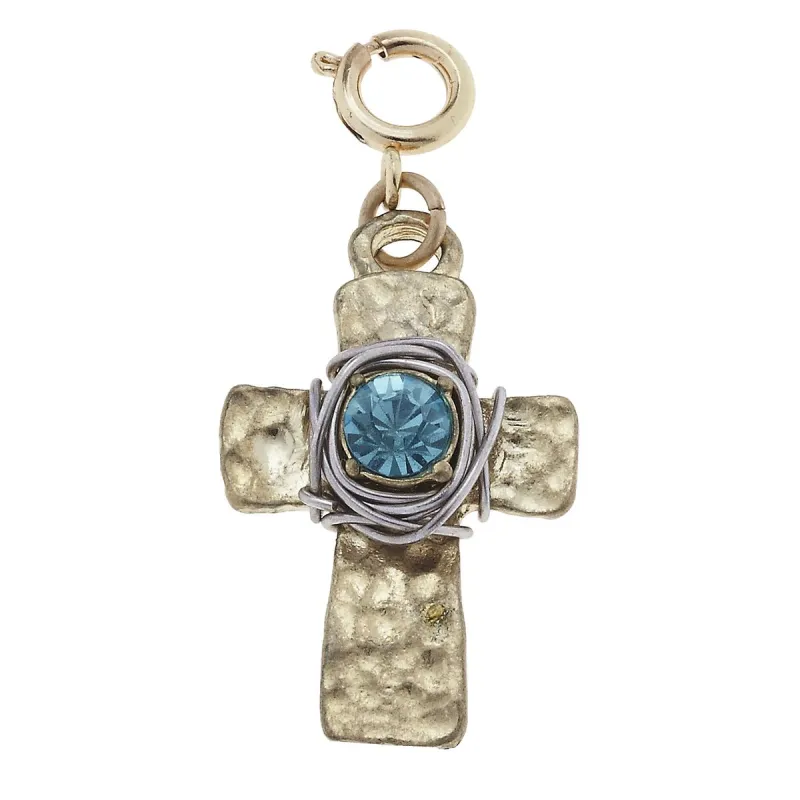 Wire Wrapped Aqua Cross Charm sold by Charming Charlie
