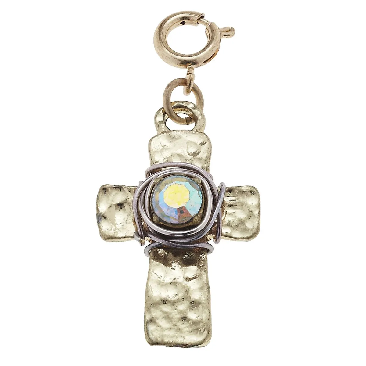 Wire Wrapped AB Cross Charm sold by Charming Charlie
