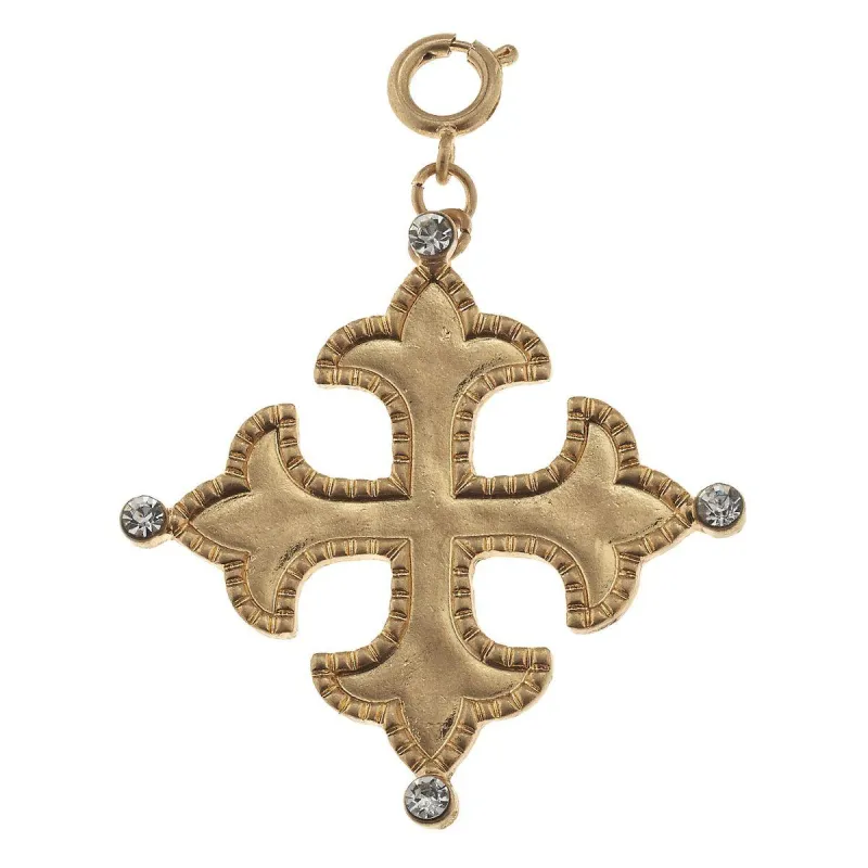 Antique Gold Square Cross with Rhinestone Corners Charm sold by Charming Charlie