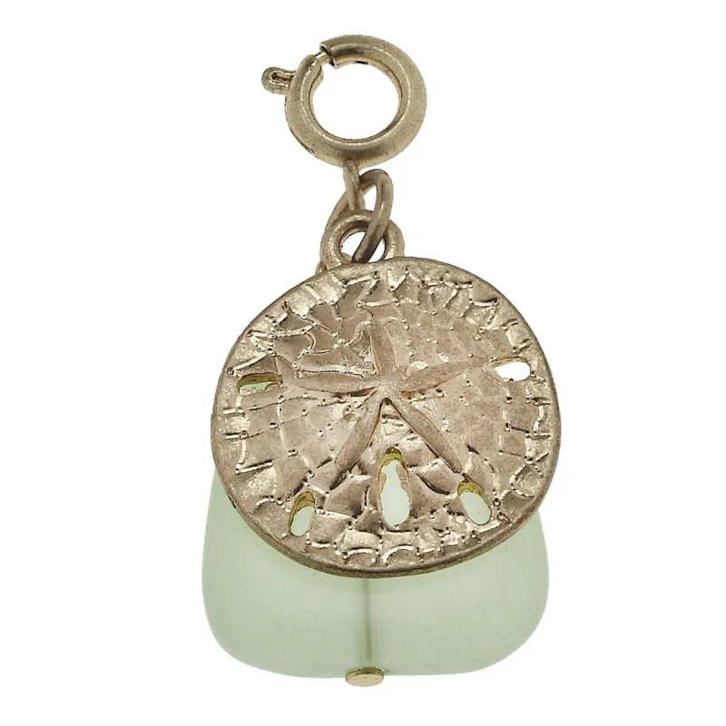 Antique Gold Sand Dollar and Light Green Glass Charm sold by Charming Charlie