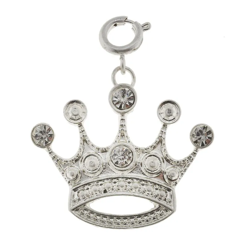 Antique Silver Crown with Rhinestone Corners Charm sold by Charming Charlie