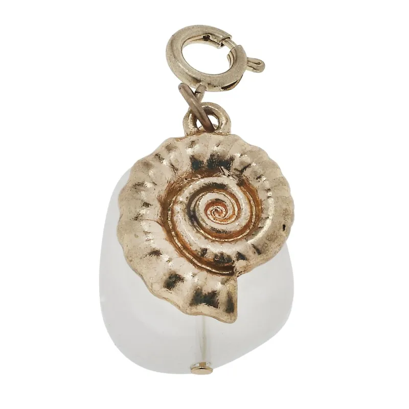Antique Gold Nautilus and Clear Glass Charm sold by Charming Charlie