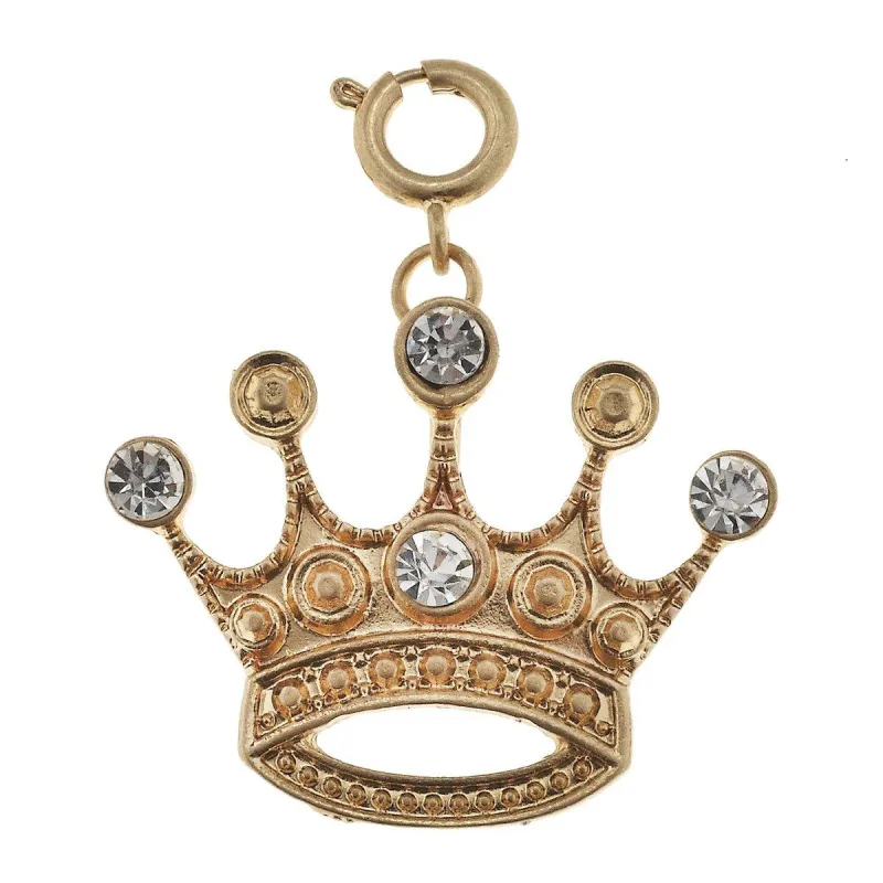 Antique Gold Crown with Rhinestone Corners Charm sold by Charming Charlie