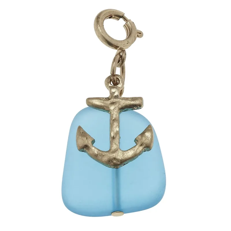 Antique Gold Anchor and Light Blue Glass Charm sold by Charming Charlie