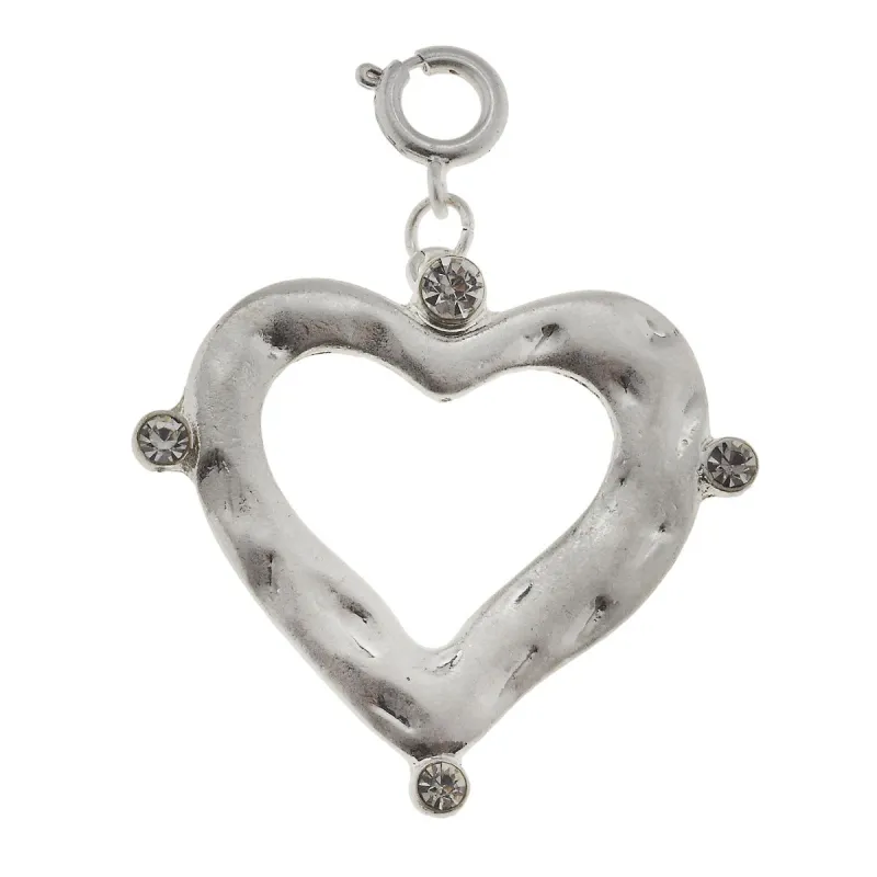 Antique Silver Heart with Rhinestone Corners Charm sold by Charming Charlie