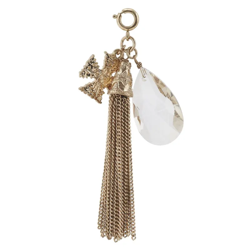 Antique Gold Tassel and Cross with Platinum Glass Charm sold by Charming Charlie