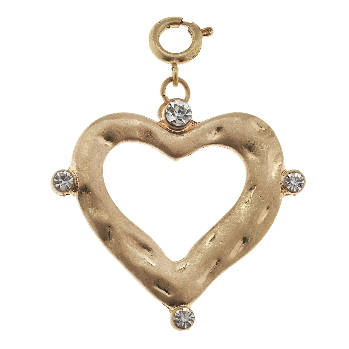 Antique Gold Heart with Rhinestone Corners Charm sold by Charming Charlie