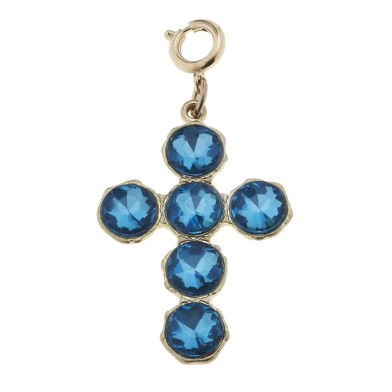 Soldered Aqua Rhinestone Cross Charm sold by Charming Charlie