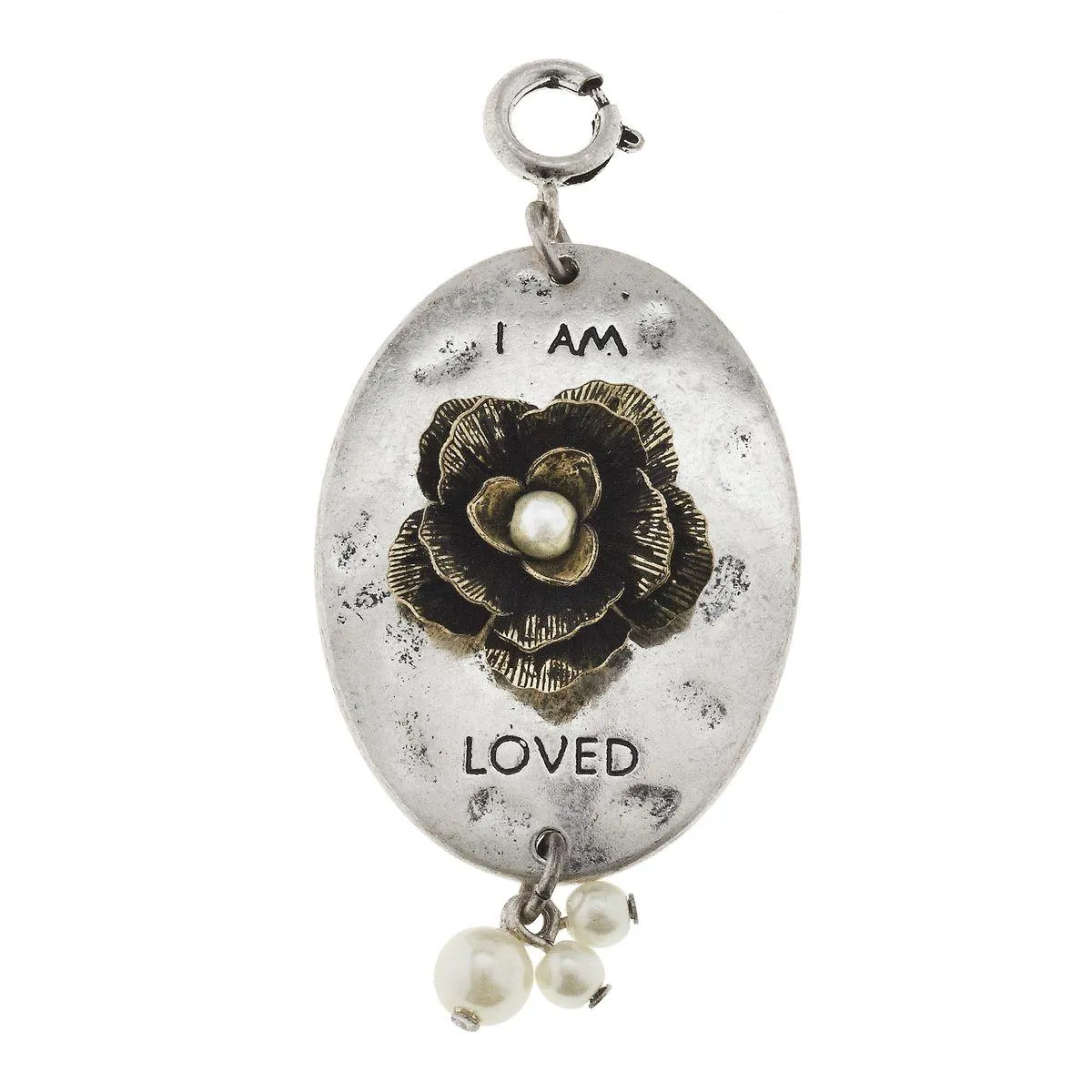 "I Am Loved" Flower Charm sold by Charming Charlie