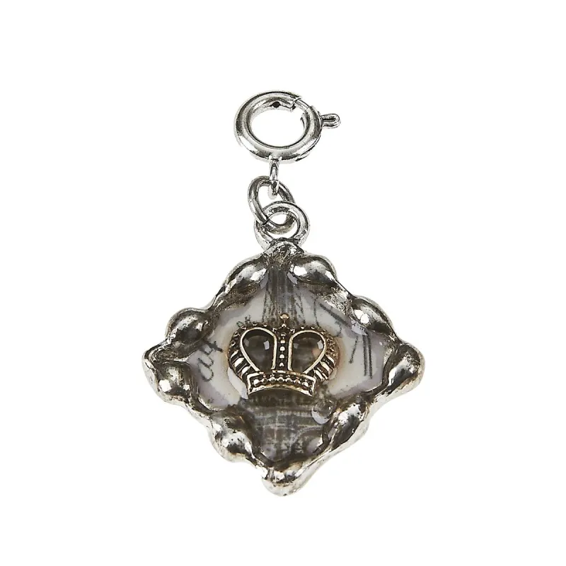 Crown and French Words Square Epoxy Charm sold by Charming Charlie