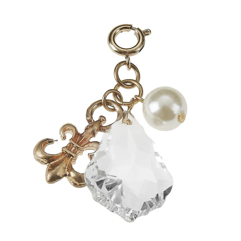 Fleur De Lis and Ivory Pearl Chandelier Cluster Charm sold by Charming Charlie