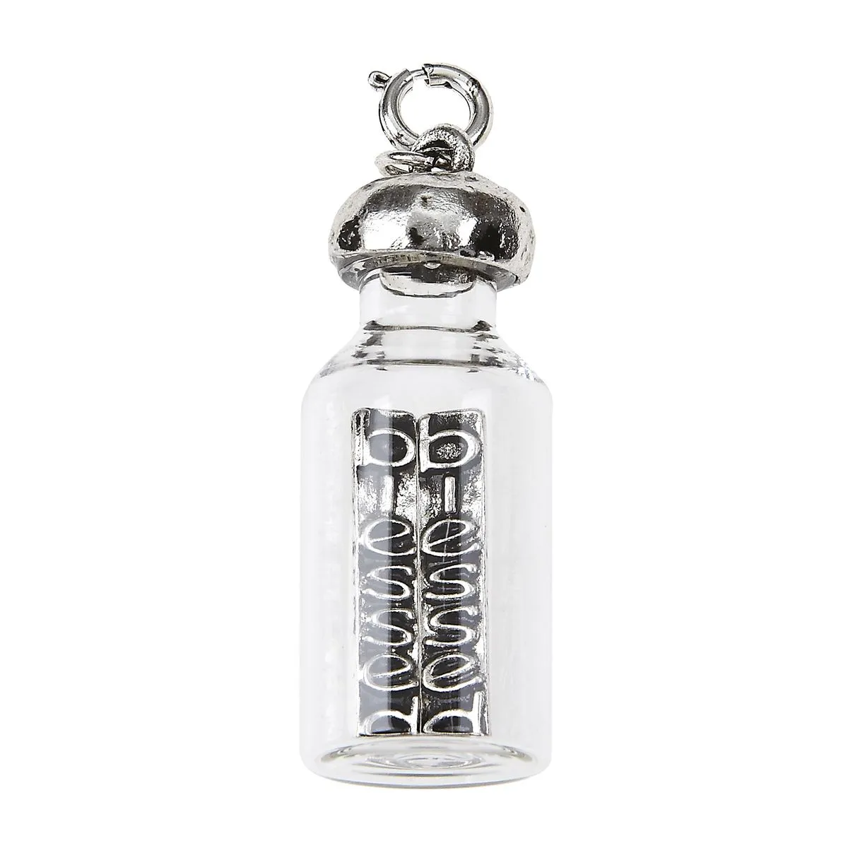 "Blessed" 2-sided Inspirational Saying Inside Glass Bottle Charm sold by Charming Charlie