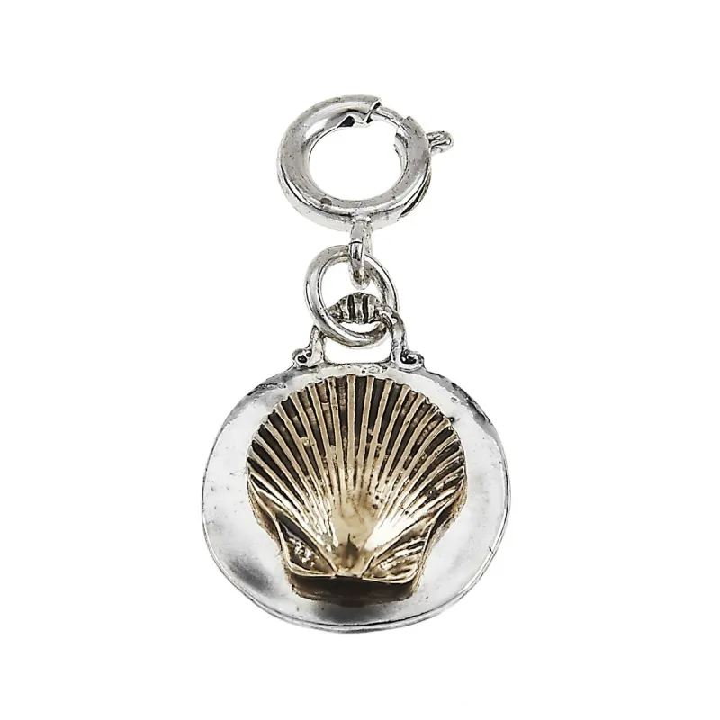 Antique Silver Disk with Antique Gold Clam Charm sold by Charming Charlie