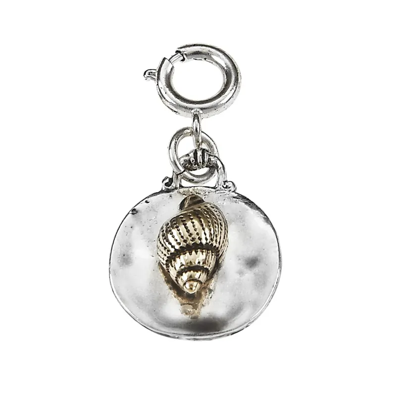 Antique Silver Disk with Antique Gold Shell Charm sold by Charming Charlie