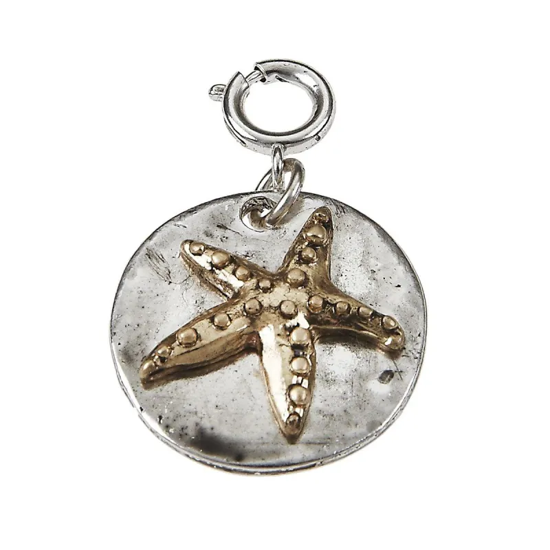 Antique Silver Disk with Antique Gold Starfish Charm sold by Charming Charlie