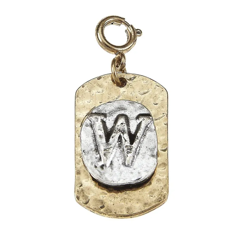 2-Tone Silver/Gold Monogram W Initial Tag Charms sold by Charming Charlie